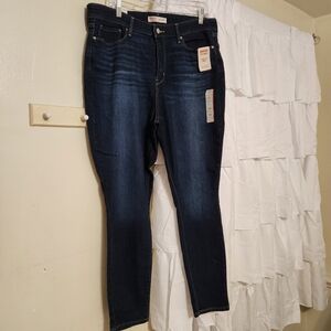 Levis High Rise Signature Skinny Jeans Womens Indigo Blue 34 X 30 New Stretch